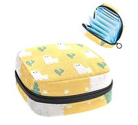 Bolsa de época, bolsa de almacenamiento portátil de tampón para servilletas sanitarias, llama de alpaca amarilla, Varios colores, 4.7x6.6x6.6 in/12x17x17 cm