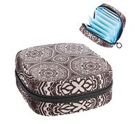 Bolsa de época, bolsa de almacenamiento portátil de tampón para servilletas sanitarias, mandala marrón henna psicodélica, Varios colores, 4.7x6.6x6.6 in/12x17x17 cm