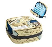 Bolsa de época, bolsa de almacenamiento portátil de tampón para servilletas sanitarias, mapa del tesoro de la isla de calavera, Varios colores, 4.7x6.6x6.6 in/12x17x17 cm