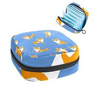Bolsa de época, bolsa de almacenamiento portátil de tampón para servilletas sanitarias, patrón de corgi lindo, Varios colores, 4.7x6.6x6.6 in/12x17x17 cm