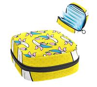 Bolsa de época, bolsa de almacenamiento portátil de tampón para servilletas sanitarias, patrón de plátano y fresas, color amarillo, Varios colores, 4.7x6.6x6.6 in/12x17x17 cm