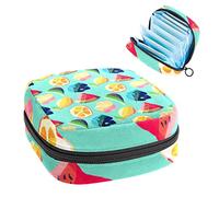 Bolsa de época, bolsa de almacenamiento portátil de tampón para servilletas sanitarias, patrón simple de frutas tropicales, Varios colores, 4.7x6.6x6.6 in/12x17x17 cm