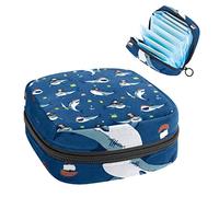 Bolsa de época, bolsa de almacenamiento portátil de tampón para servilletas sanitarias, tiburón pirata coco, Varios colores, 4.7x6.6x6.6 in/12x17x17 cm