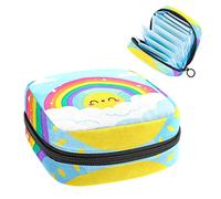 Bolsa de época, bolsa de almacenamiento portátil para tampones para servilletas sanitarias, diseño de arcoíris lindo, Varios colores, 4.7x6.6x6.6 in/12x17x17 cm