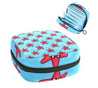 Bolsa de época, bolsa de almacenamiento portátil para tampones para servilletas sanitarias, fondo azul Happy Funnt, Varios colores, 4.7x6.6x6.6 in/12x17x17 cm