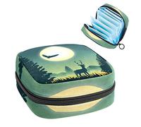Bolsa de época, bolsa de almacenamiento portátil para tampones para servilletas sanitarias, Night Secene Wildlife-01, Varios colores, 4.7x6.6x6.6 in/12x17x17 cm