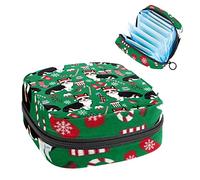 Bolsa de época, bolsa de almacenamiento portátil para tampones para servilletas sanitarias, patrón lindo de Corgi de Navidad, Varios colores, 4.7x6.6x6.6 in/12x17x17 cm