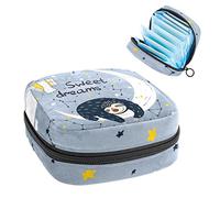 Bolsa de época, bolsa de almacenamiento portátil para tampones para servilletas sanitarias, perezoso dulce sueño, Varios colores, 4.7x6.6x6.6 in/12x17x17 cm