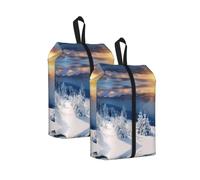 Bolsa de equipaje de viaje con estampado de montañas de invierno de gran capacidad, impermeable, portátil, bolsa de almacenamiento de calzado para natación, 2 unidades., Talla única, Cierre de