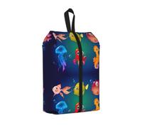 Bolsa de equipaje de viaje de gran capacidad con estampado de vida marina y vida marina, bolsa de almacenamiento portátil impermeable para zapatos para natación, 1 unidad, Talla única, Cierre de