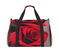 Bolsa de equipaje de viaje, plegable, impermeable, ligera, con correa para el hombro, diseño de rosas rojas