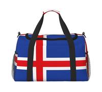 Bolsa de equipaje de viaje, plegable, impermeable, ligera, con estampado de bandera de Islandia con correa para el hombro