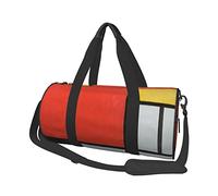 Bolsa de equipaje de viaje redonda de gran capacidad, adecuada para ejercicio, viajes, muchas actividades al aire libre, Composición en rojo, amarillo, azul y negro., Talla única
