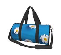 Bolsa de equipaje de viaje redonda de gran capacidad, adecuada para ejercicio, viajes, muchas actividades al aire libre, margaritas blancas, talla única, Margarita blanca, Talla única
