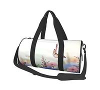 Bolsa de equipaje de viaje redonda de gran capacidad, adecuada para ejercicio, viajes, muchas actividades al aire libre, Butterfly Daisy, Talla única