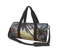 Bolsa de equipaje de viaje redonda de gran capacidad, adecuada para ejercicio, viajes, muchas actividades al aire libre, puesta de sol tropical, talla única, Atardecer tropical, Talla única