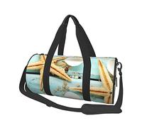 Bolsa de equipaje de viaje redonda de gran capacidad, adecuada para ejercicio, viajes, muchas actividades al aire libre, estrellas de mar y conchas, talla única, Estrellas de mar y conchas, Talla