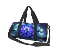 Bolsa de equipaje de viaje redonda de gran capacidad, adecuada para ejercicio, viajes, muchas actividades al aire libre, flor azul, talla única, flor azul, Talla única