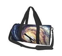 Bolsa de equipaje de viaje redonda de gran capacidad, adecuada para ejercicio, viajes, muchas actividades al aire libre, Galaxia espacial con telescopio., Talla única