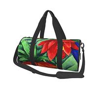 Bolsa de equipaje de viaje redonda de gran capacidad con la bandera estadounidense de la independencia del 4 de julio, adecuada para ejercicio, viajes, muchas actividades al aire libre, Flor, Talla única