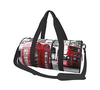 Bolsa de equipaje de viaje redonda de gran capacidad con la bandera estadounidense de la independencia del 4 de julio, adecuada para ejercicio, viajes, muchas actividades al aire libre, Telephone booth, Talla única