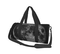 Bolsa de equipaje de viaje redonda de gran capacidad con notas musicales, color negro y blanco, adecuada para ejercicio, viajes, muchas actividades al aire libre, luna, talla única, Moon, Talla única