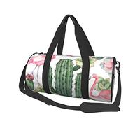 Bolsa de equipaje de viaje redonda de gran capacidad con plumas dibujadas a mano coloridas en color blanco, adecuada para ejercicio, viajes, muchas actividades al aire libre, plantas suculentas de