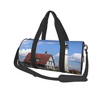 Bolsa de equipaje de viaje redonda de gran capacidad de alpaca y cactus, adecuada para ejercicio, viajes, muchas actividades al aire libre, Fondo de faro, Talla única