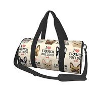 Bolsa de equipaje de viaje redonda de gran capacidad de alpaca y cactus, adecuada para ejercicio, viajes, muchas actividades al aire libre, perro francés, Talla única