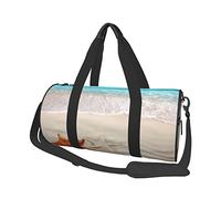 Bolsa de equipaje de viaje redonda de madera de gran capacidad, adecuada para ejercicio, viajes, muchas actividades al aire libre, Estrella de mar Playa del mar, Talla única