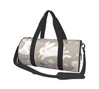 Bolsa de equipaje de viaje redonda de madera de gran capacidad, adecuada para ejercicio, viajes, muchas actividades al aire libre, Conejo de Pascua floral., Talla única