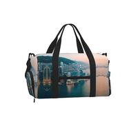 Bolsa de equipaje deportiva cruzada de mano, bolsa de viaje con estampado de hojas de palma y flamencos, perfecta para gimnasio, camping, viajes de negocios, Hong Kong, Talla única