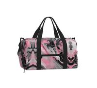 Bolsa de equipaje deportiva cruzada de mano - Bolsa de viaje con estampado de ondas sonoras y música, perfecta para gimnasio, camping, viajes de negocios, Tinta abstracta rosa mármol gris artístico