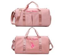 Bolsa de Equipaje Personalizada con Texto de Nombre de Foto, Bolsa de Viaje Personalizada con Bolsillos húmedos y Secos y Compartimento para Zapatos, Bolsa de Gimnasio de Baile Personalizada