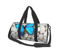 Bolsa de equipaje redonda de gran capacidad para árboles de Navidad, adecuada para ejercicio, viajes, muchas actividades al aire libre, Mariposa y piedra., Talla única