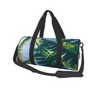 Bolsa de equipaje redonda de gran capacidad para camping, adecuada para ejercicio, viajes, muchas actividades al aire libre, hoja de plátano, talla única, Hoja de plátano, Talla única
