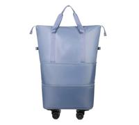 Bolsa de equipaje unisex expandible con ruedas, portátil, de gran capacidad, impermeable, con polea rodante, bolsa de almacenamiento para viajes, azul celeste