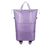Bolsa de equipaje unisex expandible con ruedas, portátil, de gran capacidad, impermeable, con polea rodante, bolsa de almacenamiento para viajes, morado claro