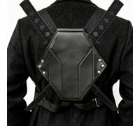 Bolsa de espada, correa de hombro de espada de cuero, funda de cuero con doble espada, con correas de mochila de cuero, interior acolchado para 2 espadas largas, construcción duradera para cosplay y