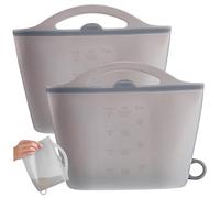 Bolsa de esterilizador de microondas de 2 piezas, bolsas de vapor de microondas de silicona flexibles de 1000 ml, esterilizador de chupete a prueba de fugas colgantes con mango, bolsas de vapor