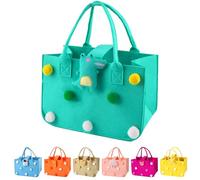 Bolsa de Fieltro, FainFun 30 * 20 * 18 cm Cesta de Fieltro Almacenamiento Grande con Manijas, Bolso de Fieltro de Compras Plegable, Bolsa de Fieltro para Almacenar Leña Periódicos (Azul verde)
