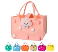 Bolsa de Fieltro, FainFun 30 * 20 * 18 cm Cesta de Fieltro Almacenamiento Grande con Manijas, Bolso de Fieltro de Compras Plegable, Bolsa de Fieltro para Almacenar Leña Periódicos (Rosa)