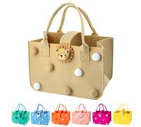 Bolsa de Fieltro, FainFun 30 * 20 * 18 cm Cesta de Fieltro Almacenamiento Grande con Manijas, Bolso de Fieltro de Compras Plegable, Bolsa de Fieltro para Almacenar Leña Periódicos (Caqui)