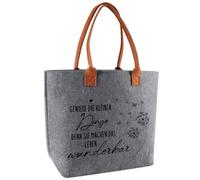 Bolsa de fieltro grande para mujer con texto en alemán "Genieβe die kleinen