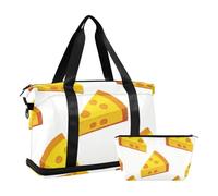 Bolsa de fin de semana con diseño de triángulo amarillo de dibujos animados, bolsa de fin de semana con correa ajustable para senderismo, plegable, Queso triangular amarillo de dibujos animados, 1