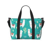 Bolsa de fin de semana con estampado de cactus de alpaca, bolsa de gimnasio, bolsa de hospital, bolsa de viaje personal, color negro, talla única, negro, talla única, Black, Talla única