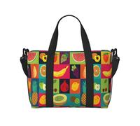 Bolsa de fin de semana con estampado de frutas, bolsa de gimnasio, bolsa de hospital, bolsa de viaje personal, color negro, talla única, color negro, talla única, Black, Talla única