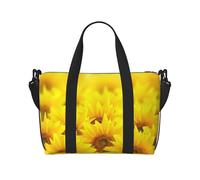 Bolsa de fin de semana con estampado de girasol amarillo, bolsa de gimnasio, bolsa de hospital, bolsa de viaje personal, color negro, talla única, color negro, talla única, Black, Talla única