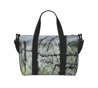 Bolsa de fin de semana con estampado de valla militar, bolsa de gimnasio, bolsa de hospital, bolsa de viaje personal, color negro, talla única, color negro, talla única, Black, Talla única