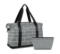Bolsa de fin de semana de maleta de artículo personalizado con textura de azulejo gris con neceser para viajes aéreos Juego de 2 piezas, Estructura de azulejo gris, 1 tamaño, 1 tamaño, Textura de
